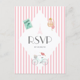 Paris-inspirerat bröllop RSVP Inbjudan Vykort