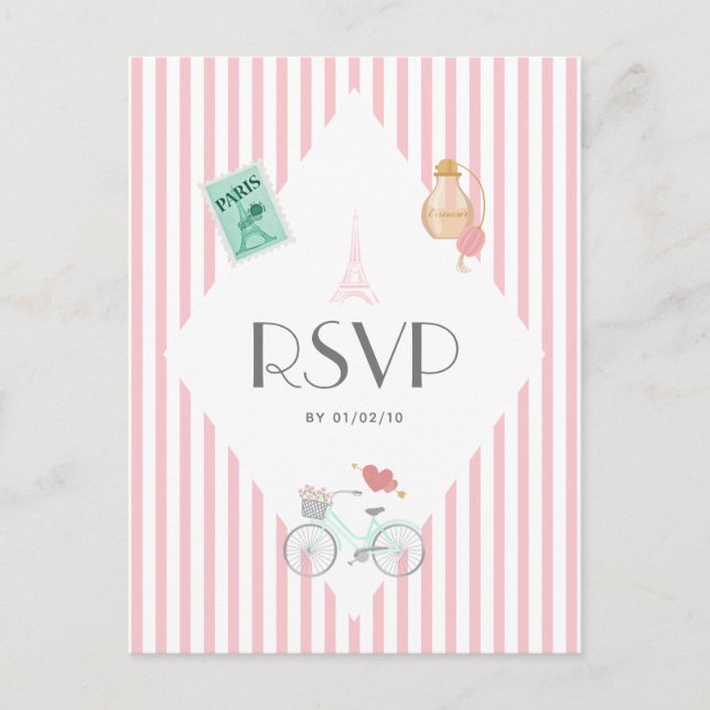 Paris-inspirerat bröllop RSVP Inbjudan Vykort (Framsida)
