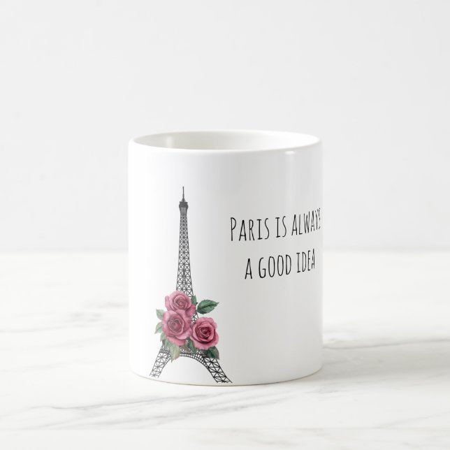 Paris is Always A Good Idea Eiffel Tower Roses Kaffemugg (Center)