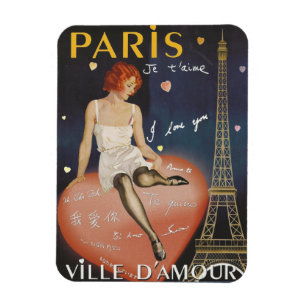 Paris je t' aime, gammal poster. magnet
