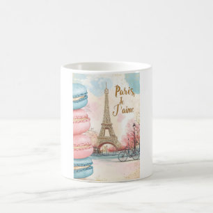 Paris, Je T'aime - Eiffel Torn med Macarons Kaffemugg