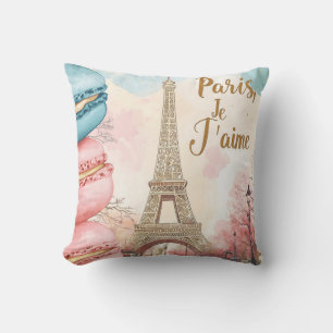 Paris, Je T'aime - Eiffel Torn med Macarons Kudde