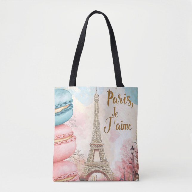 Paris, Je T'aime - Eiffel Torn med Macarons Tygkasse (Framsida)