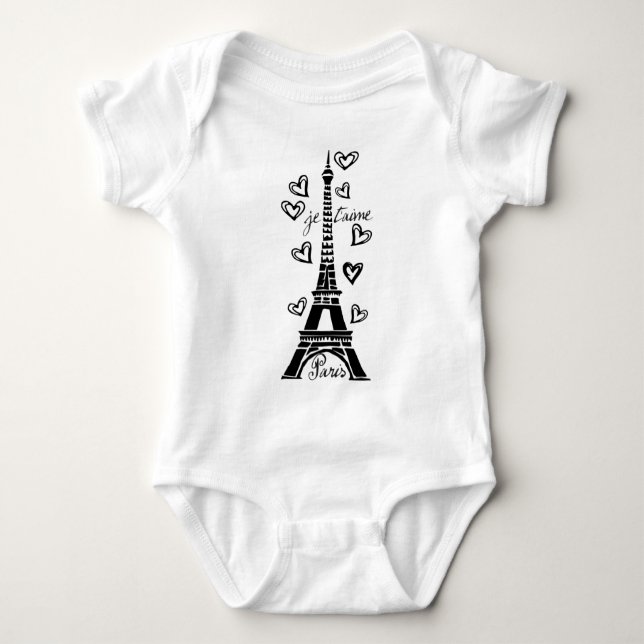 PARIS JE T'AIME EIFFEL TORN OCH HJÄRTATRYCK TEE (Framsida)