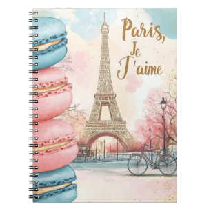  Paris, Je T'aime - Eiffeltornet med Macarons  Anteckningsbok