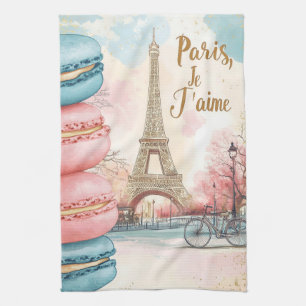 Paris, Je T'aime - Eiffeltornet med Macarons Kökshandduk
