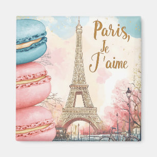  Paris, Je T'aime - Eiffeltornet med Macarons  Magnet
