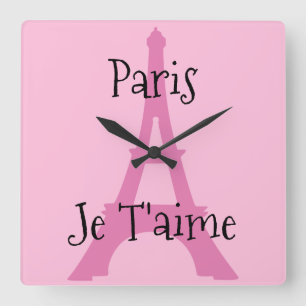 Paris Je t'aime Fyrkantig Klocka