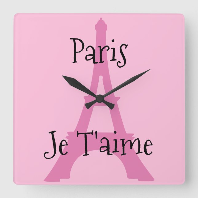 Paris Je t'aime Fyrkantig Klocka (Framsida)