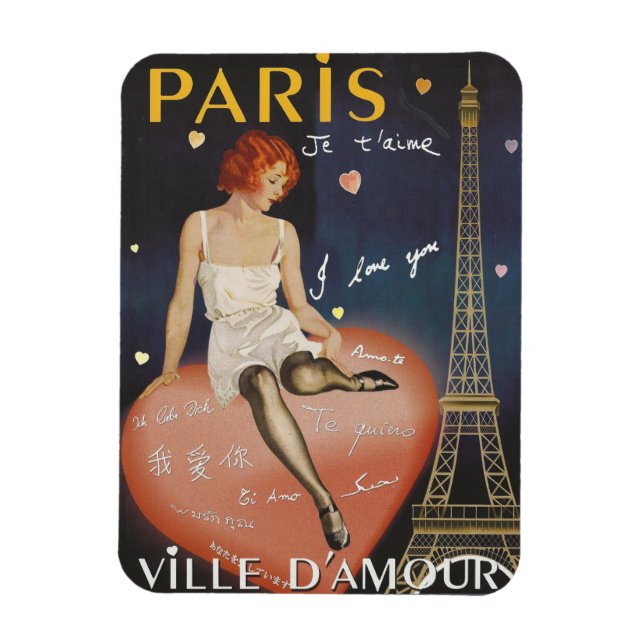 Paris je t'aime, gammal poster. magnet (Vertikal)