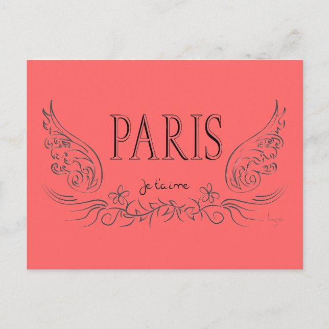 PARIS Je t'aime (i kärlek du) Vykort (Framsida)