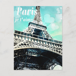 "Paris je t'aime" Retro Eiffel Torn-postkort Vykort