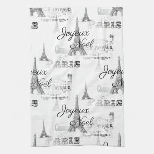 Paris Joyeux Noel B&W julkök Kökshandduk