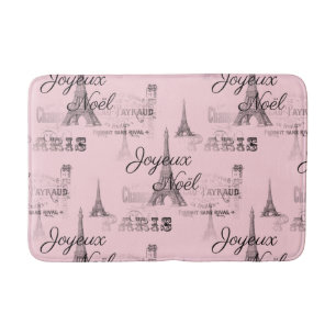 Paris Joyeux Noel Jul Black and Rosa Bathmat Badrumsmatta