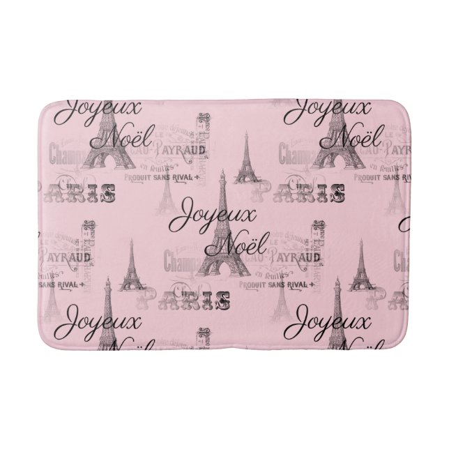Paris Joyeux Noel Jul Black and Rosa Bathmat Badrumsmatta (Framsidan)