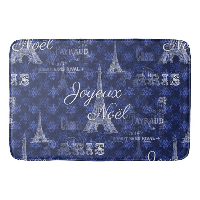 Paris Joyeux Noel jul Blue Bathmat Badrumsmatta (Framsidan)