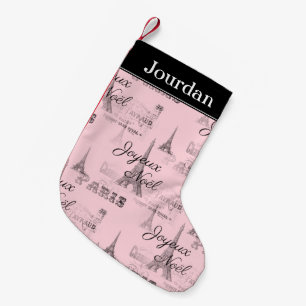 Paris Joyeux Noel Personal Rosa Julklösningen Liten Julstrumpa