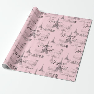 Paris Joyeux Noel Rosa Julafton Papper Presentpapper