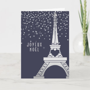 Paris julEiffel torn med snö på natten Helgkort