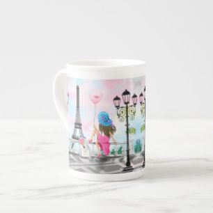 Paris Kaffe Mugg Eiffeltornet Benporslin Mugg