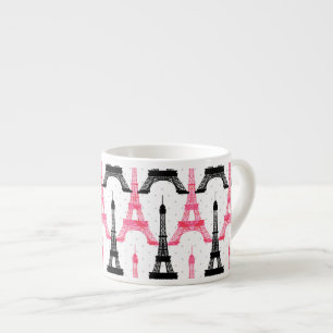 Paris Kärlek, Eiffel Torn, svart och rosa, mugg Espressomugg