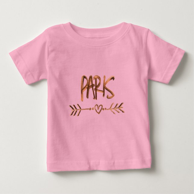 Paris Kärlek Frankrike Guld Se Typography Elegant Tee Shirt (Framsida)
