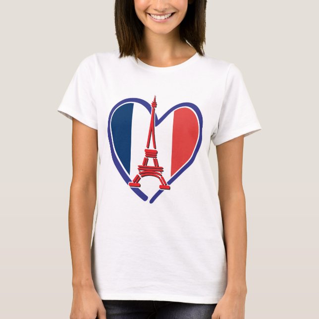 Paris Kärlek Heart T Shirt (Framsida)