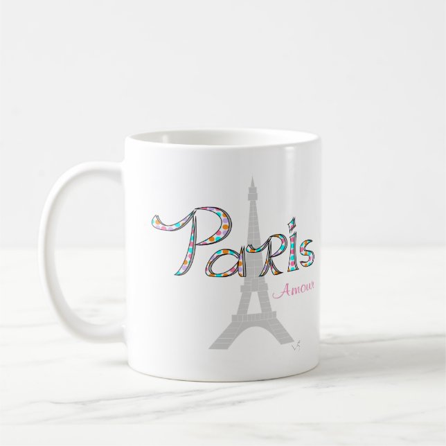 PARIS Kärlek med Eiffel Torn Kaffemugg (Vänster)
