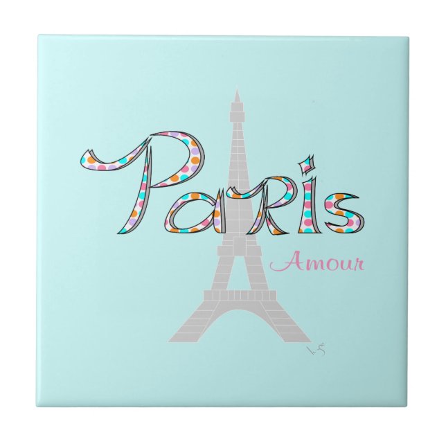PARIS Kärlek med Eiffel Torn Kakelplatta (Framsidan)