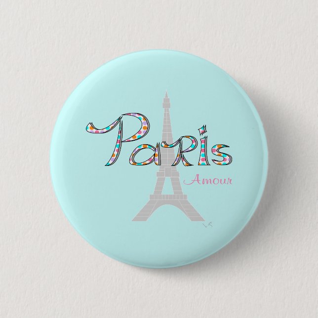 PARIS Kärlek med Eiffel Torn Knapp (Framsida)