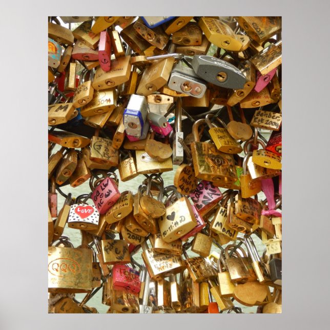 Paris Kärlek Padlocks 1 Kanvastryck Poster (Framsidan)