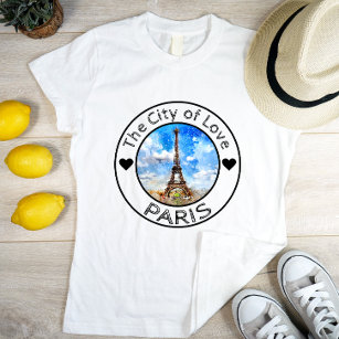 Paris - Kärlek Watercolor Art City T Shirt