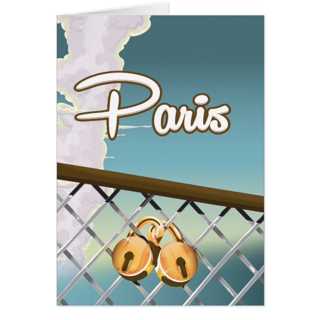 Paris kärlekshänglås hälsningskort (Framsidan)