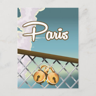 Paris kärlekshänglås vykort