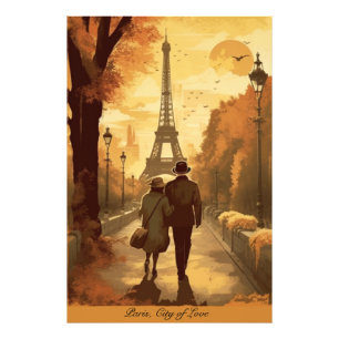 Paris Kärlekshistoria Guldstund Souvenir Fototryck