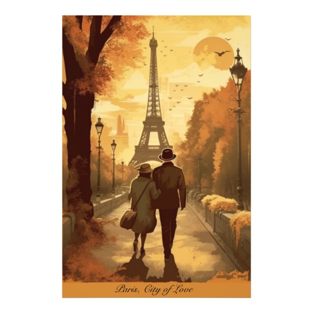 Paris Kärlekshistoria Guldstund Souvenir Fototryck (Framsidan)