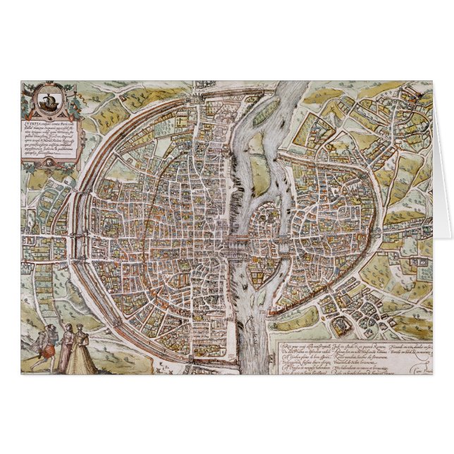 PARIS KARTA, 1581 HÄLSNINGSKORT (Framsidan Horizontal)