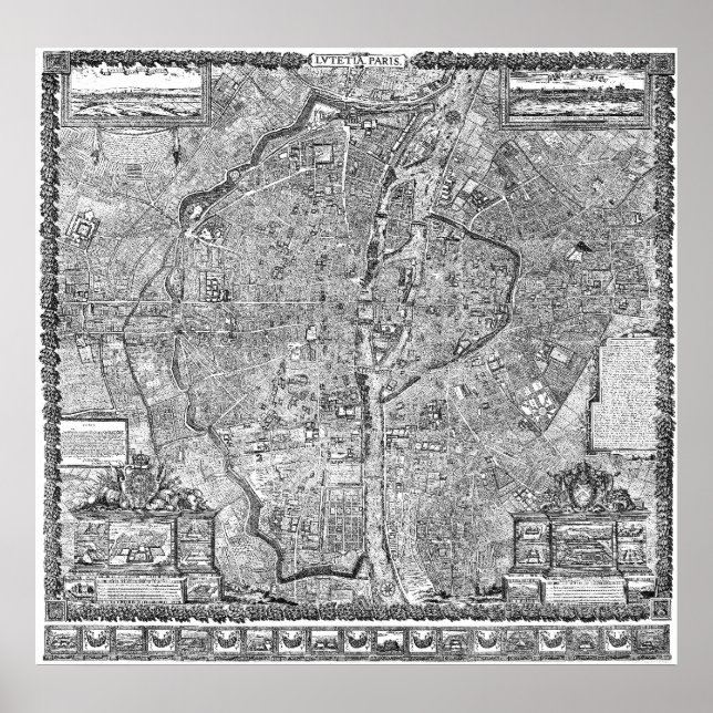 Paris Karta 1652 Poster (Framsidan)