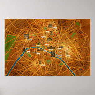 Paris karta poster