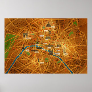 Paris Karta Poster