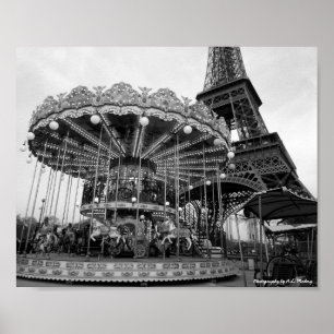 Paris karusell B&W Poster