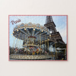 Paris karusell (& det Eiffel torn) med text Pussel