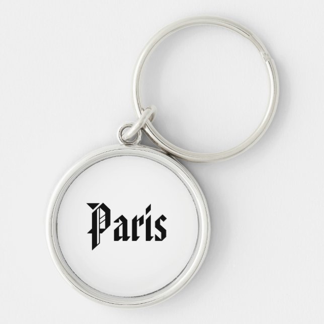 Paris Keychain Rund Silverfärgad Nyckelring (Framsidan)