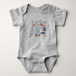 Paris klottrar den franska vattenfärgen Onsie Tee Shirt