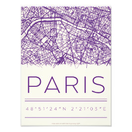 Paris Koordinater Kartaffisch – Minimal Stadsgata Fototryck