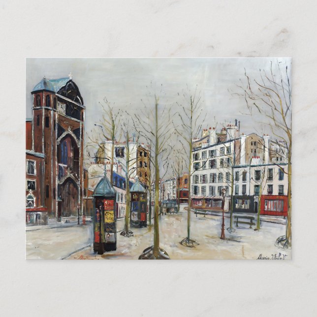 Paris, la Place des Abbesses; Utrillo Vykort (Framsida)