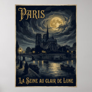 Paris La Seine Au Clair De Lune Gotisk Resa Poster