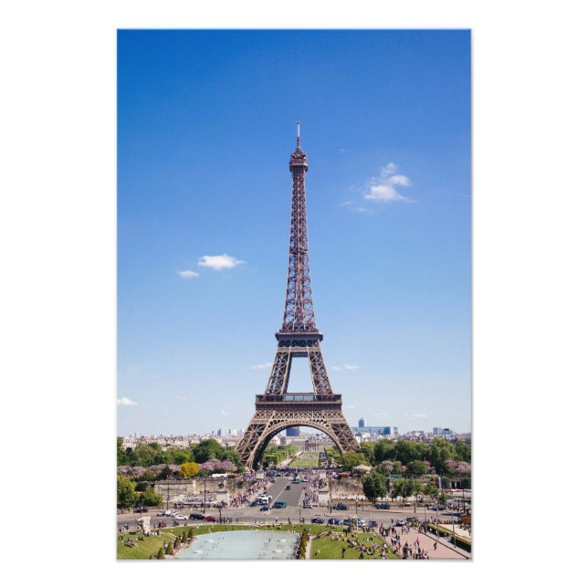 Paris La Tour Eiffel på ett klart fotografi av blå (Framsidan)