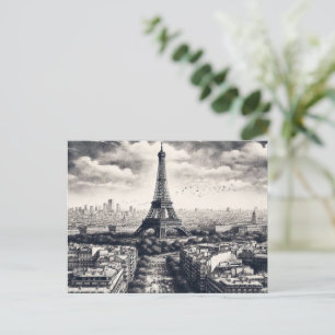 Paris Landmark Black and White Vykort