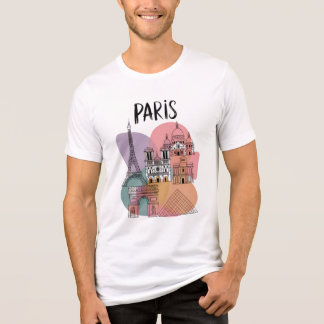 Paris Landmarks - Colorful Illustrated Travel T Shirt